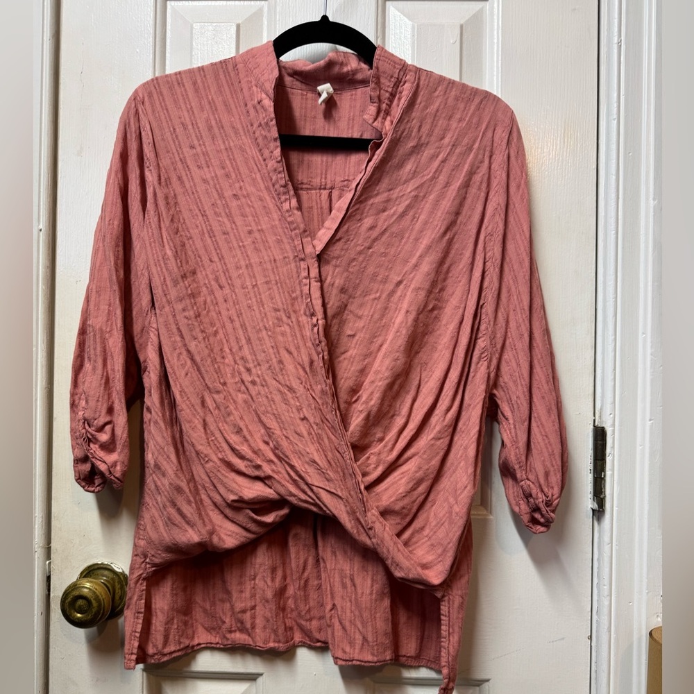 Elan Dusty Rose Wrap Blouse